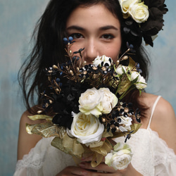 White & Black ＆ Gold ブーケ ブートニアセット ブーケ HanaSakie