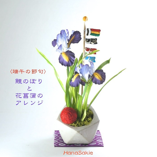 送料無料〈端午の節句〉鯉のぼりと花菖蒲のアレンジ / こどもの日