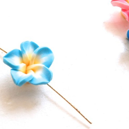 夏色プルメリアのスワッグ夫婦アレンジ❣️ayu❣️２つセット 再販 】夏アクセサリーつくりに！プルメリア 青＆水色ビーズ お買い得