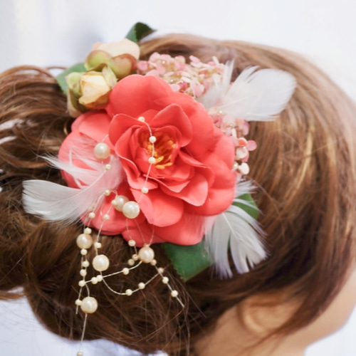 和装髪飾り　椿髪飾りセット成人式髪飾り卒業式袴着物振袖ヘアアクセサリー七五三 成人式 卒業式 袴 髪飾り ベージュ こげ茶 グレー くすみ椿