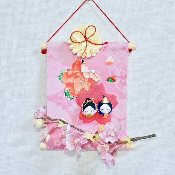【1点限り！送料無料】桜とお雛様の壁飾り/ひな祭り ピンク ドア飾り 玄関 ひなまつり タペストリー 6枚目の画像