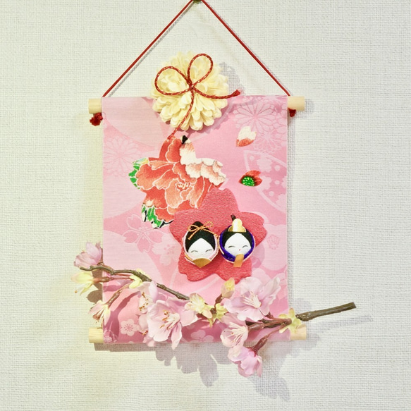 【1点限り！送料無料】桜とお雛様の壁飾り/ひな祭り ピンク ドア飾り 玄関 ひなまつり タペストリー 8枚目の画像