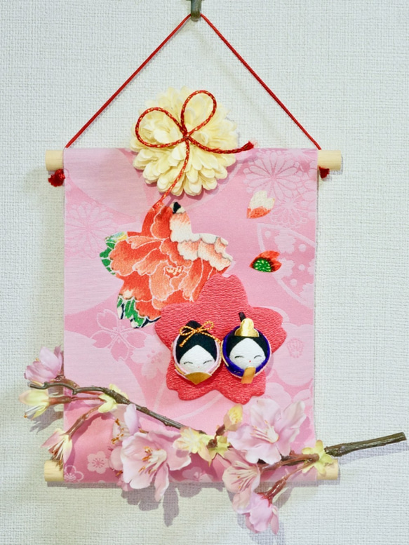【1点限り！送料無料】桜とお雛様の壁飾り/ひな祭り ピンク ドア飾り 玄関 ひなまつり タペストリー 9枚目の画像