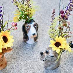 ［ 送料無料 ] サイのひまわりポット 造花 向日葵 陶器 飾り アニマル さい 動物 ベース 9枚目の画像