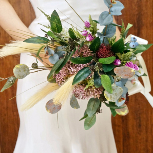 オシャレ花嫁に！バサッとナチュラル花束テイストブーケ /造花