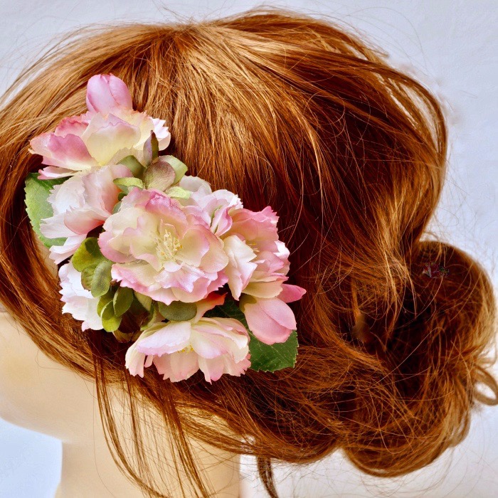 さくらと紫陽花の髪飾り 造花 ピンク 春 アクセサリー ウェデイング プレ花嫁 桜 サクラ ヘッドコサージュ お花見