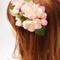 さくらと紫陽花の髪飾り【 送料無料 】造花 ピンク ウェデイング プレ花嫁 桜 サクラ ヘッドコサージュ 組みヘッド 2枚目の画像