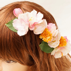 さくらとマムの髪飾り 造花 ピンク ウェデイング プレ花嫁 桜 サクラ ヘッドコサージュ 組みヘッド 7枚目の画像