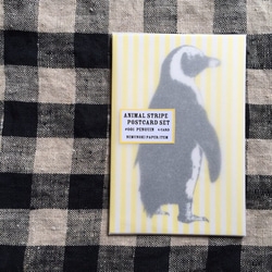 アニマルストライプポストカード#001ペンギン 4枚セット 3枚目の画像