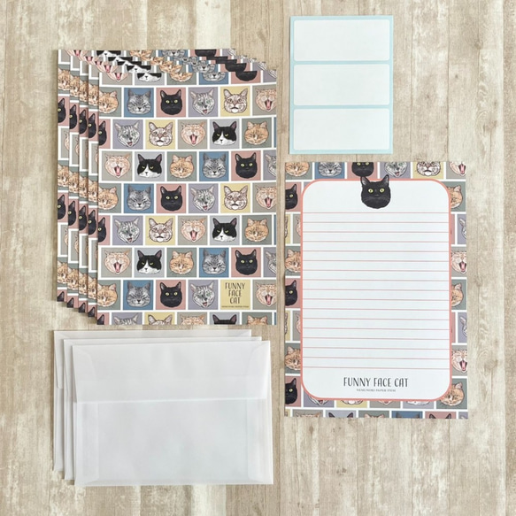 FUNNY FACE CAT　レターセット 2枚目の画像