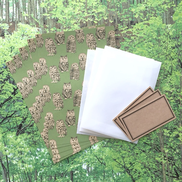森のフクロウたち レターセット 2枚目の画像