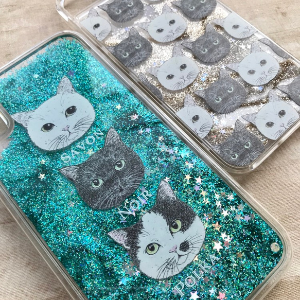 【セミオーダー】えらべる猫のスマホケース（グリッタータイプ） 6枚目の画像