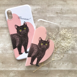 【受注生産】幸せの黒猫 UVプリントスマホケース 1枚目の画像