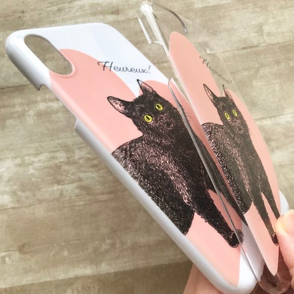 【受注生産】幸せの黒猫 UVプリントスマホケース 4枚目の画像
