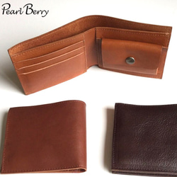 ヌメ革のシンプル二つ折り財布♪(受注生産) 1枚目の画像