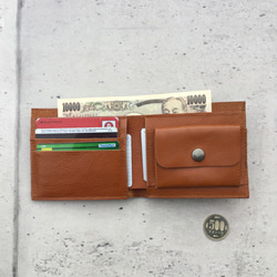 ヌメ革のシンプル二つ折り財布♪(受注生産) 2枚目の画像
