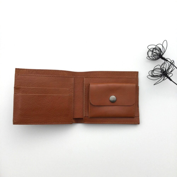 ヌメ革のシンプル二つ折り財布♪(受注生産) 3枚目の画像
