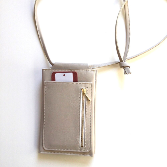 姫路レザーのスマホショルダーウォレット　(受注生産) 5枚目の画像