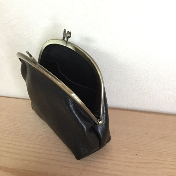 ネコの口金が可愛いレザーがま口 財布（ポーチにもなります♪） 2枚目の画像