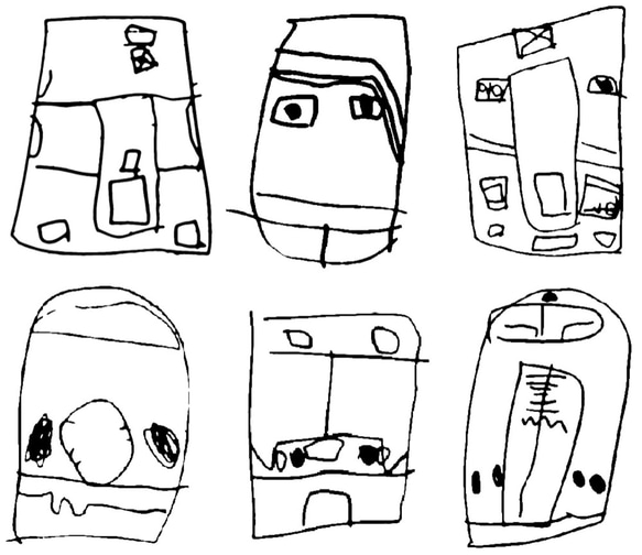 【9/4まで送料無料】face of train 電車のかお　落書き風プリントTシャツ 3枚目の画像