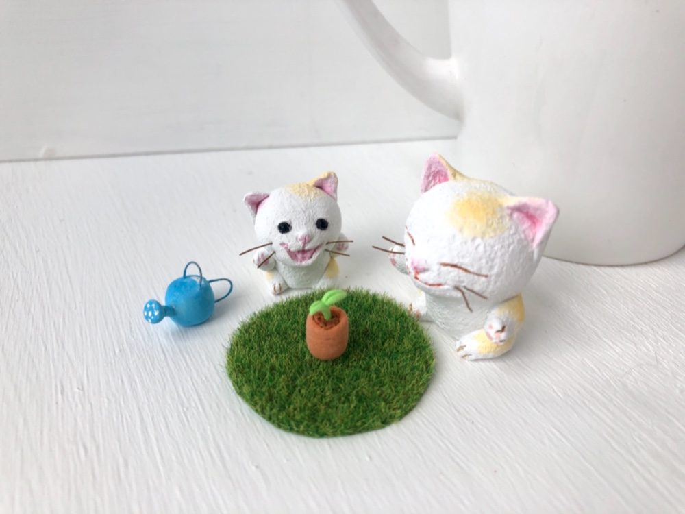 芽が出たよ！猫さんコンビ