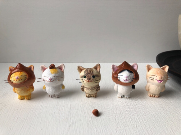 栗をかぶった猫さん キジトラ（再販受注制作） 4枚目の画像