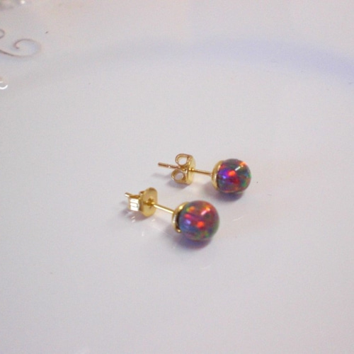 かわいい！ 14Kgf 京都オパールピアス ♡全12色 ピアス（スタッド・一粒 ピアス