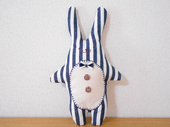 ネイビーしましまうさぎ ぬいぐるみ もちまる@3月まで2点で送料無料  