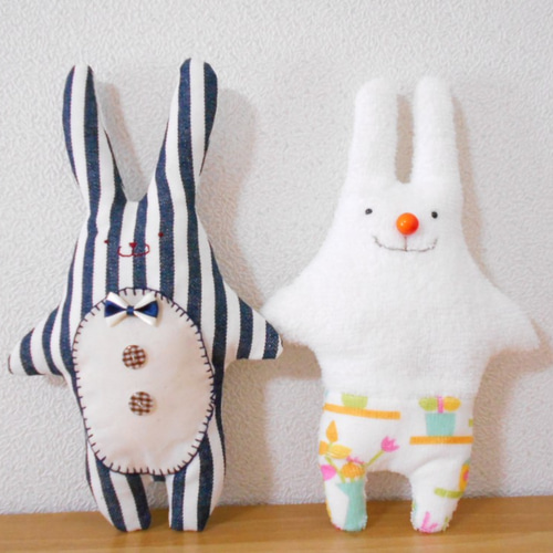 ネイビーしましまうさぎ ぬいぐるみ もちまる@3月まで2点で送料無料  