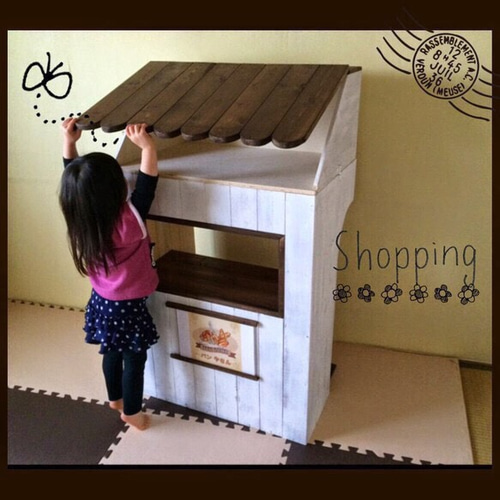 ハンドメイド 飾り棚 アンティーク風 おままごと シャビー