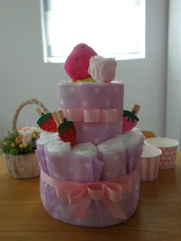 Diaper cake オムツケーキ・ピンク 1枚目の画像