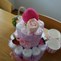 Diaper cake オムツケーキ・ピンク 2枚目の画像