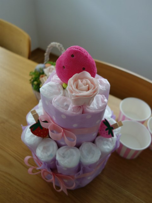 Diaper cake オムツケーキ・ピンク 2枚目の画像
