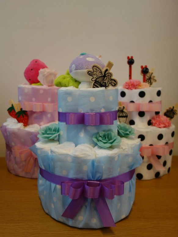 Diaper cake オムツケーキ・ピンク 3枚目の画像
