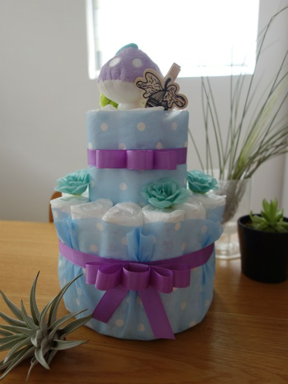 Diaper cake オムツケーキ・ブルー 1枚目の画像