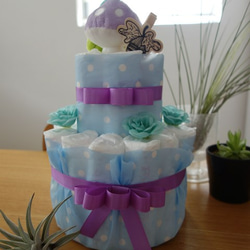 Diaper cake オムツケーキ・ブルー（きのこ） 1枚目の画像