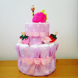Diaper cake オムツケーキ・ピンク （みつばち） 1枚目の画像