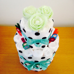 Diaper cake オムツケーキ・ドット（グリーン） 2枚目の画像