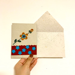 春の手作りメッセージカード3枚1組［ゴミから作られた世界に一つだけのメッセージカード］ 2枚目の画像