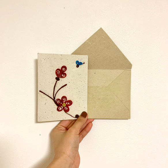春の手作りメッセージカード3枚1組［ゴミから作られた世界に一つだけのメッセージカード］ 3枚目の画像