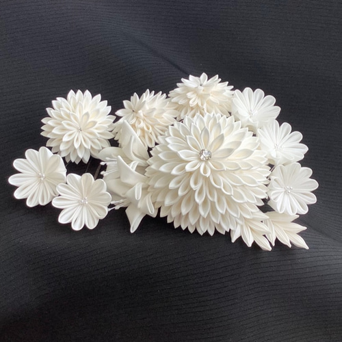 4点セット 成人式、白無垢、つまみ細工の髪飾り かんざし 百福堂  