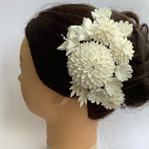 4点セット 成人式、白無垢、つまみ細工の髪飾り かんざし 百福堂  