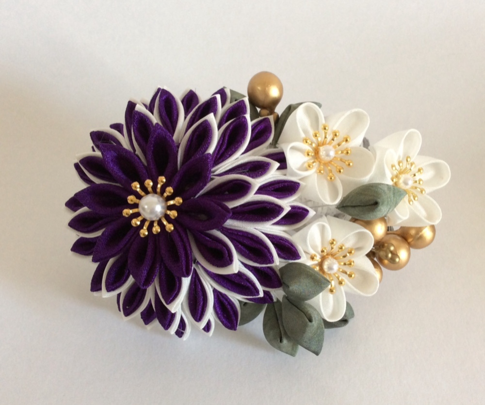 受注製作 》卒業式、成人式 つまみ細工の髪飾り かんざし 百福堂