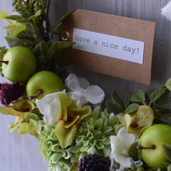 『Have a nice day!』青りんごのグリーンリース 6枚目の画像