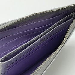 柔らかくて軽くてコンパクトなプチwallet HS-617 山羊革箔クラック加工ルーシャシルバーです。 10枚目の画像