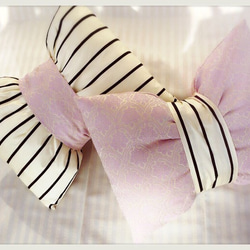 damask & stripe ♡ ribbon cushion【単品】 3枚目の画像