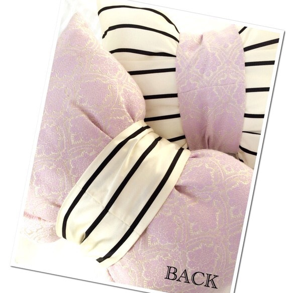 damask & stripe ♡ ribbon cushion【セット】 2枚目の画像