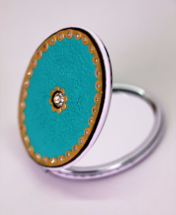 手鏡(楕円・ターコイス)