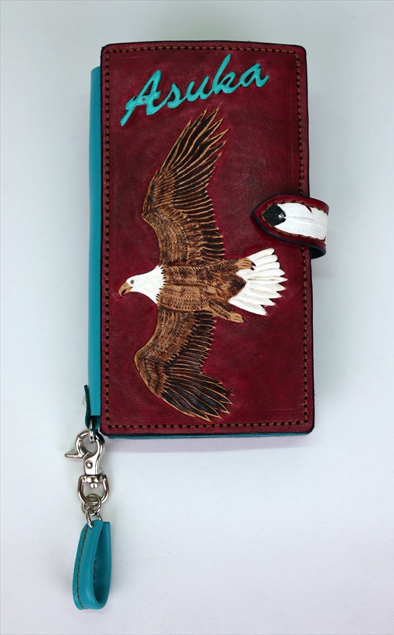 [受注製品]iPhone12ProMax手帳カバー(赤ベース・イーグルデザイン)