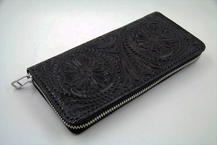 ファスナーウォレット(カービング・フルブラック)